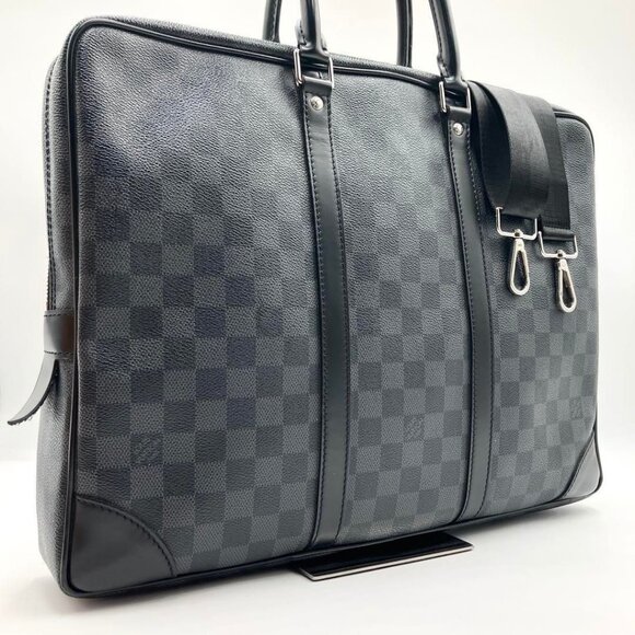 Authentic Louis Vuitton Damier Graphite Porte Document Voyage Brief Case Bag Men - Picture 1 of 16